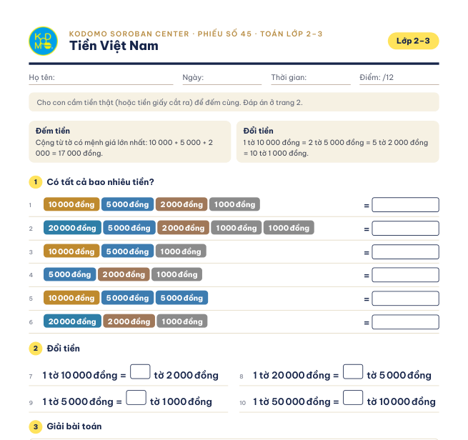 Phiếu 45 – Tiền Việt Nam