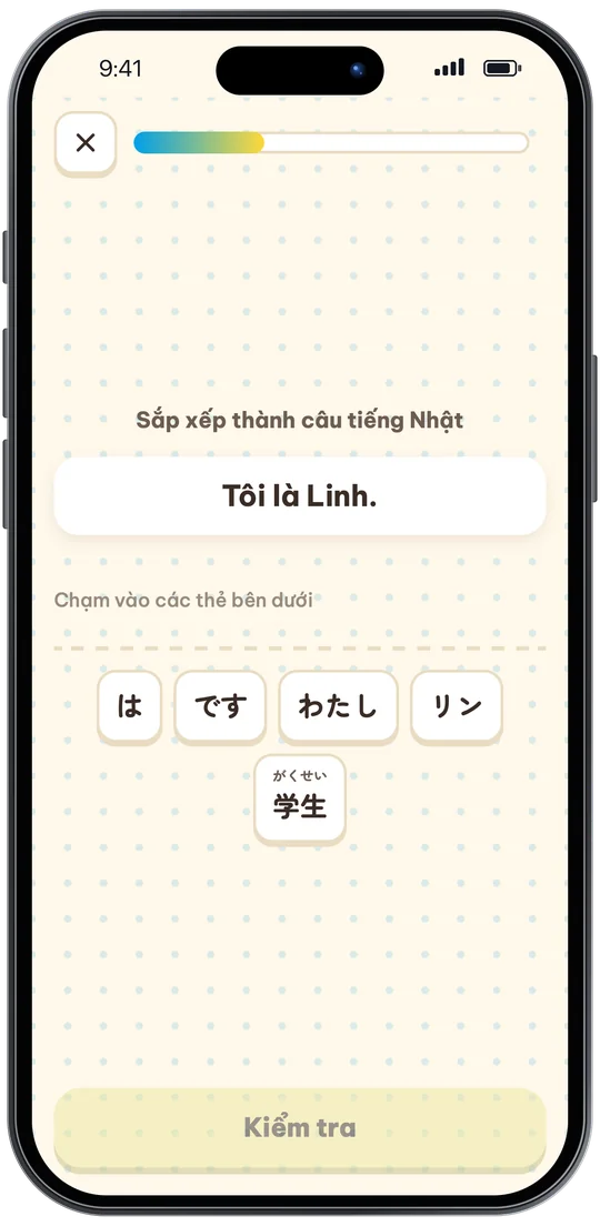 Xếp thẻ thành câu tiếng Nhật