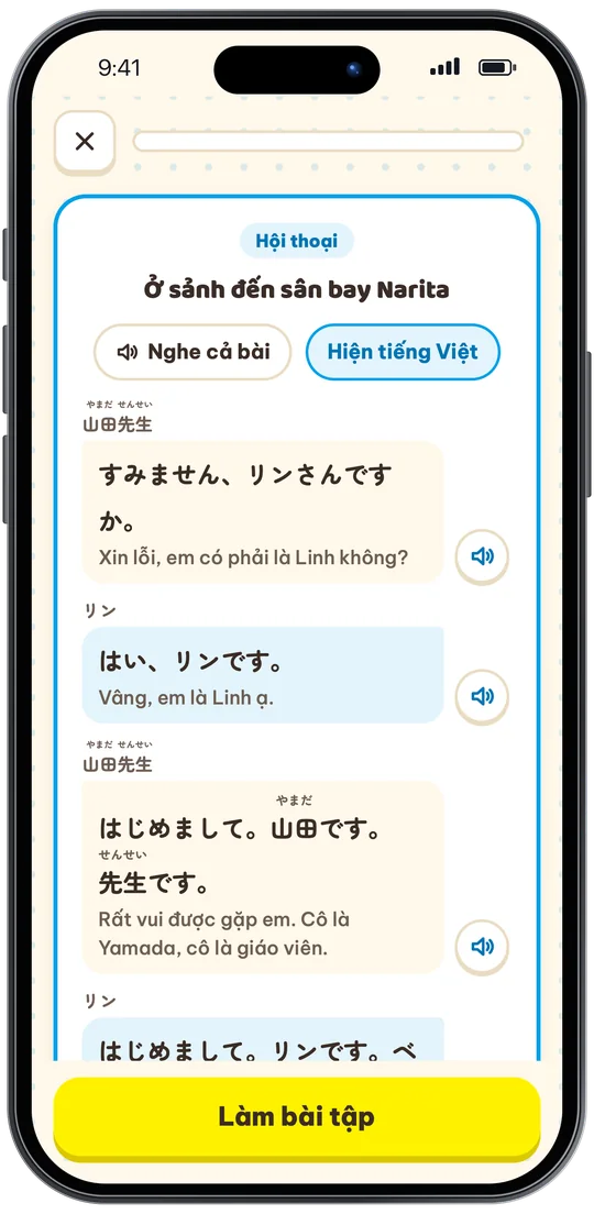 Hội thoại ở sảnh đến sân bay Narita
