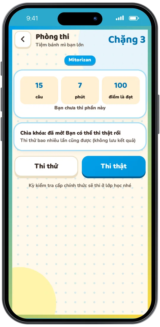 Phòng thi Kiểm tra cấp