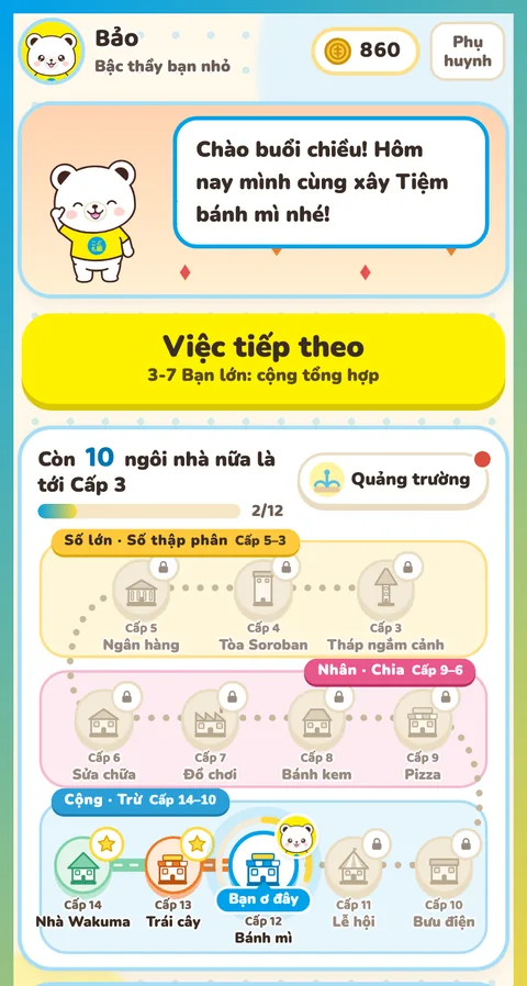 Màn hình thị trấn trong ứng dụng Thị trấn Wakuma